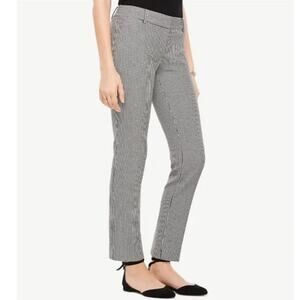 Ann Taylor Devin Straight Fit Cropped Leg Trouser Pants Black White Women 12 NWT